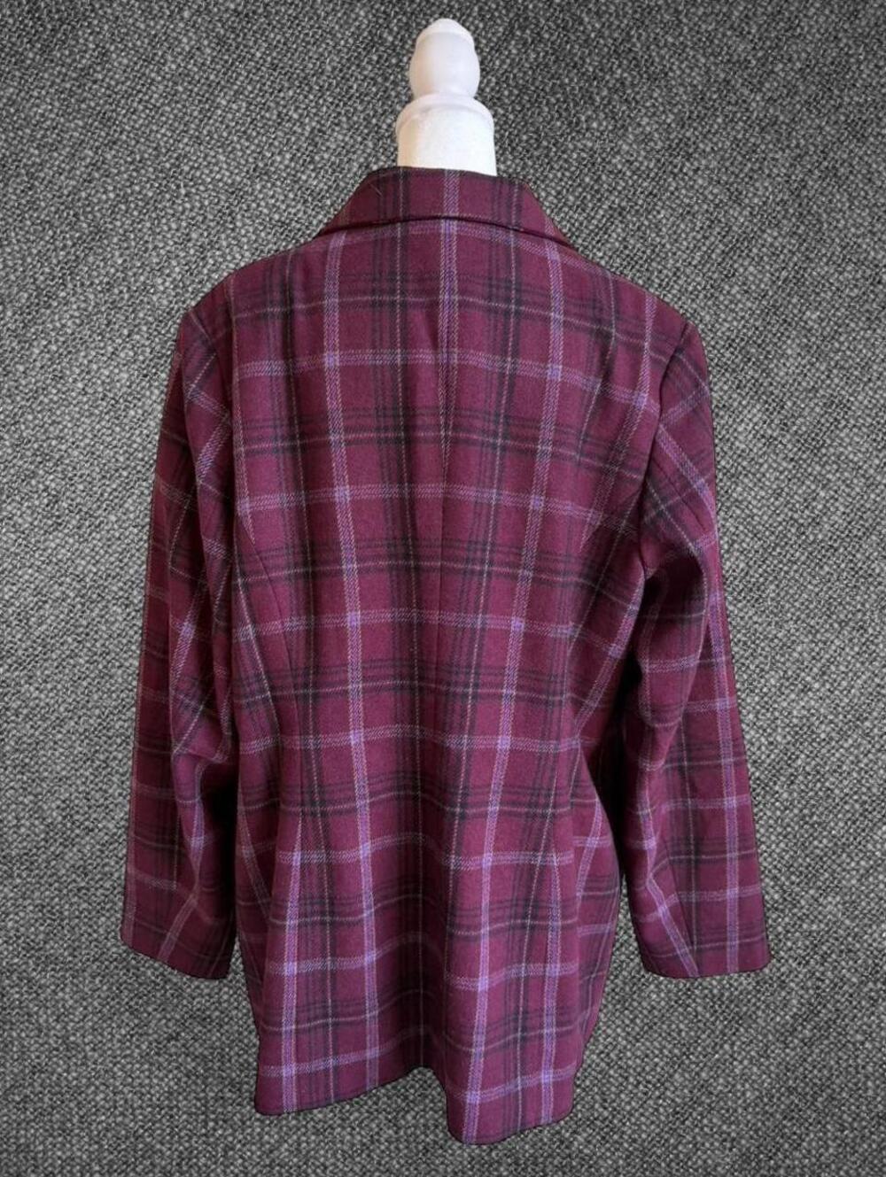 Jessica London Plaid Wool Blend Blazer Size 16T - Picture 8 of 8
